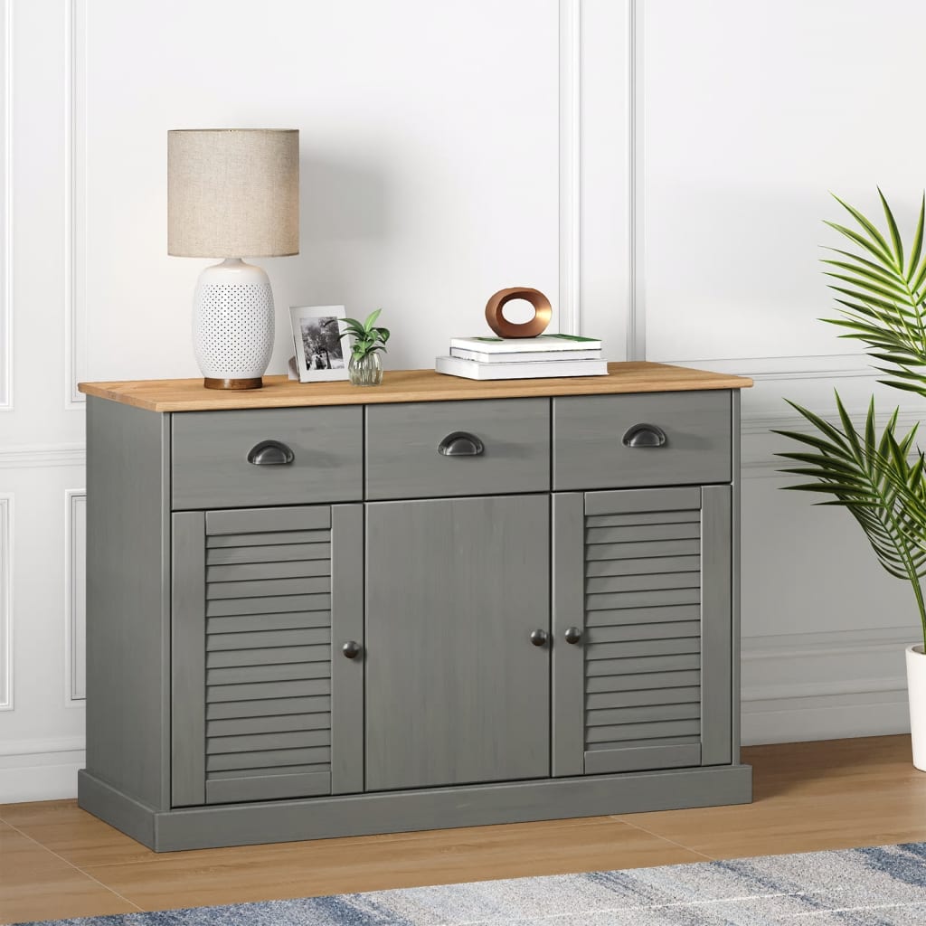 Sideboard With Drawers Vigo 113X40X75 Cm Solid Wood Pine