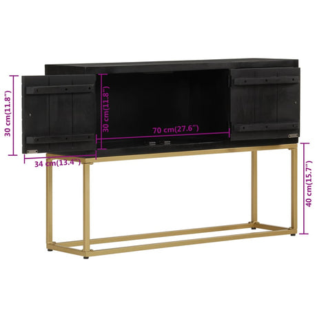 Sideboard Black And Gold 110X30X75 Cm Solid Wood Mango