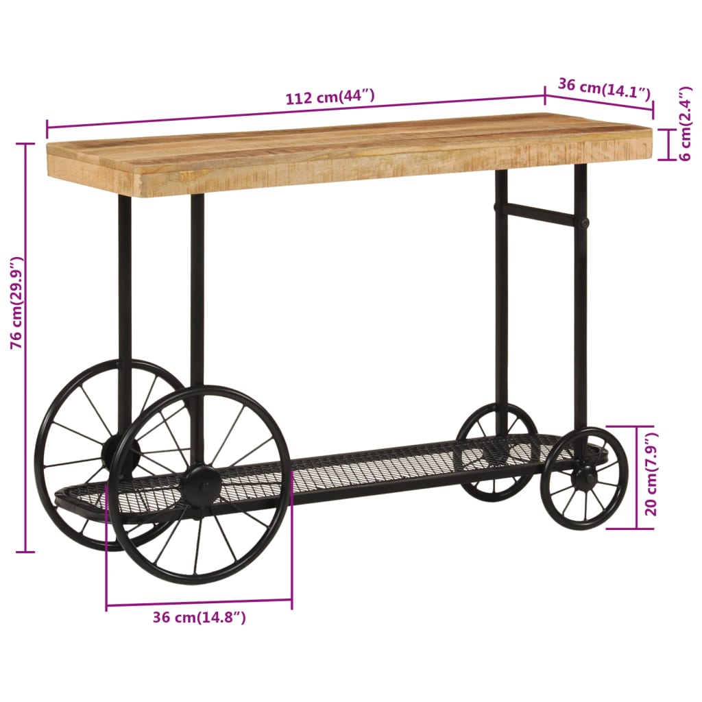 Console Table 112X36X76 Cm Solid Wood Mango And Iron