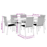 7 Piece Garden Dining Set Black Textilene And Steel
