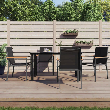Garden Chairs 2 Pcs Black 55X61.5X90 Cm Textilene And Steel