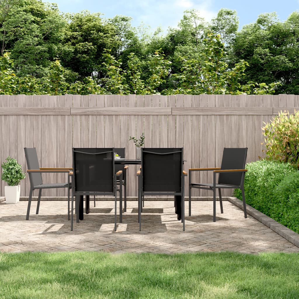 Garden Chairs 2 Pcs Black 55X61.5X90 Cm Textilene And Steel