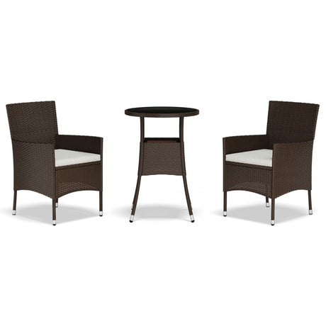 3 Piece Garden Bistro Set With Cushions Poly Rattan