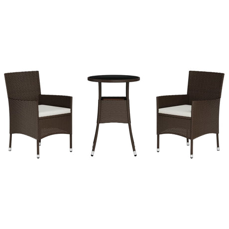 3 Piece Garden Bistro Set With Cushions Poly Rattan