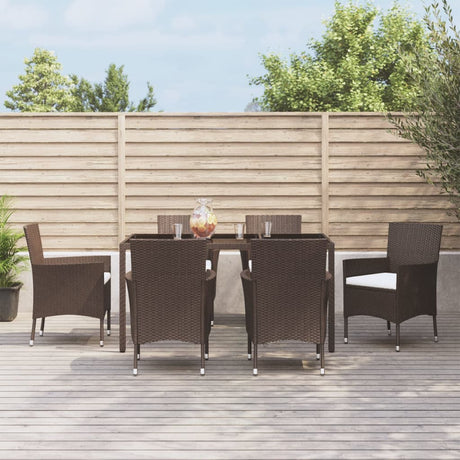 7 Piece Garden Dining Set With Cushions Poly Rattan