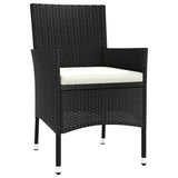 7 Piece Garden Dining Set With Cushions Black Poly Rattan