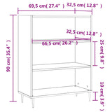 Bookcase 69.5X32.5X90 Cm Engineered Wood