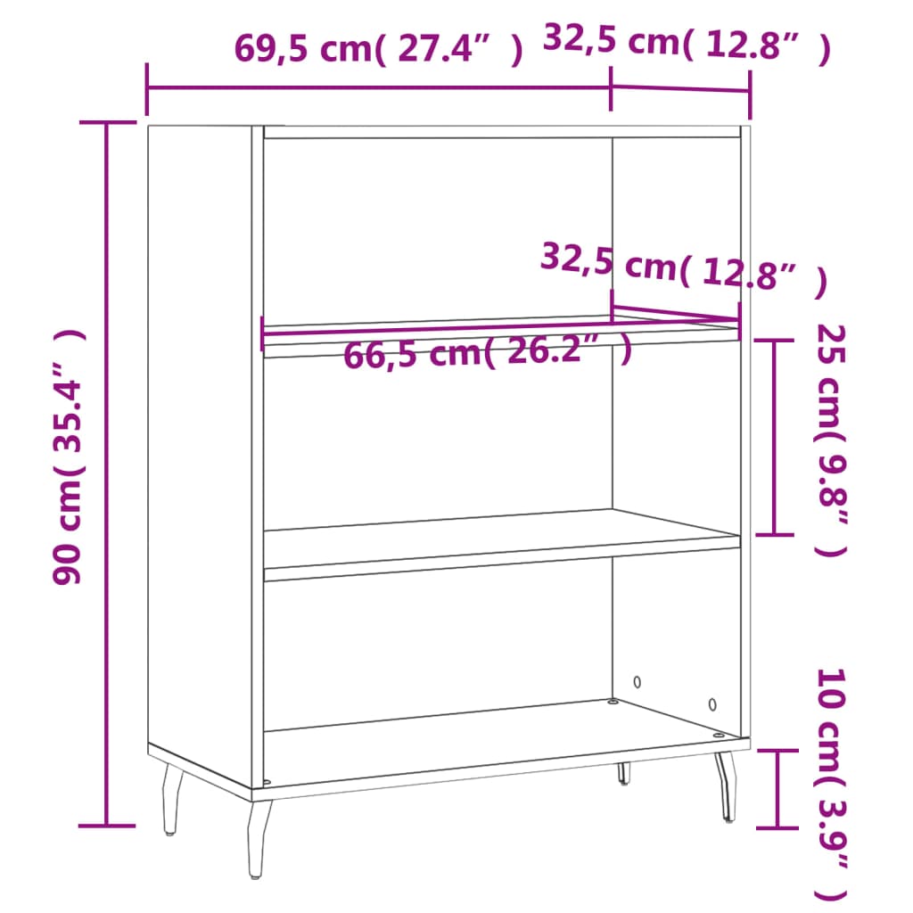 Shelf Cabinet 69.5X32.5X90 Cm Engineered Wood