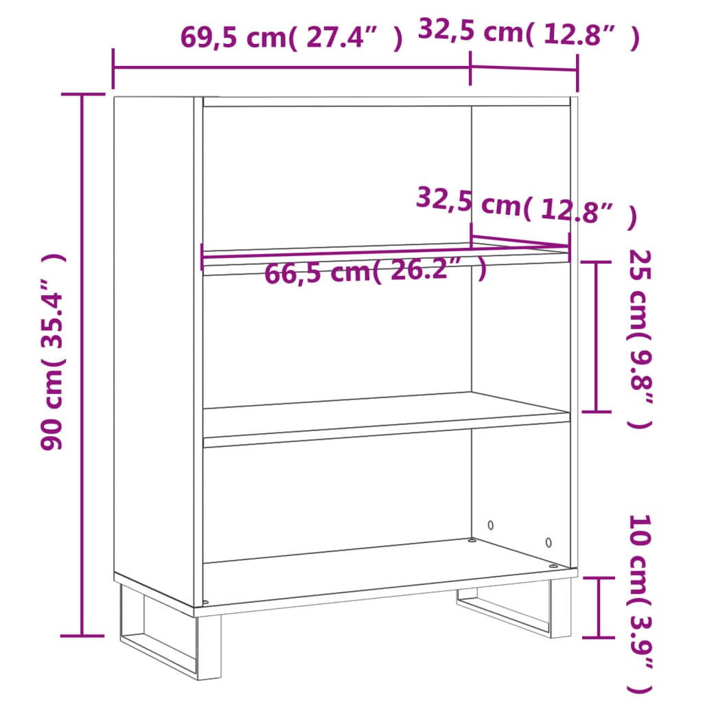 Shelf Cabinet 69.5X32.5X90 Cm Engineered Wood