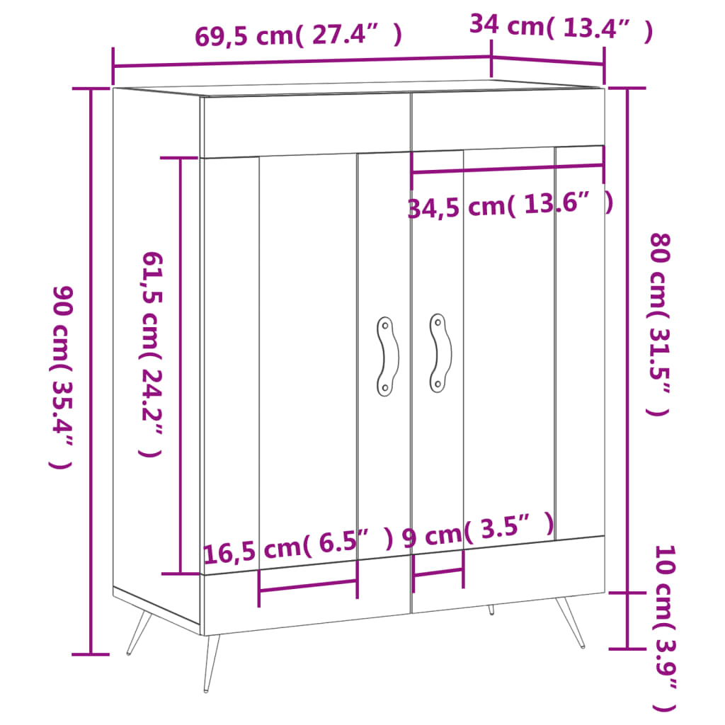Sideboard 69.5X34X90 Cm Engineered Wood