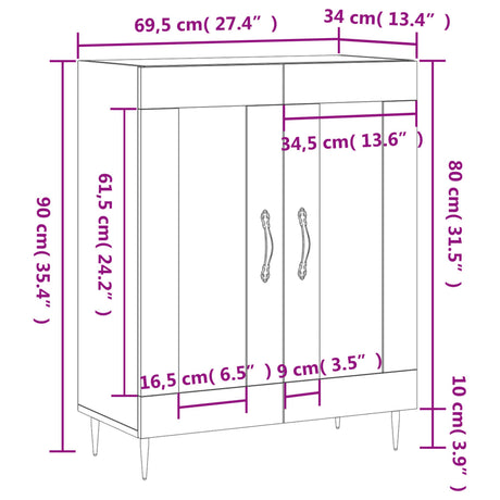 Sideboard 69.5X34X90 Cm Engineered Wood