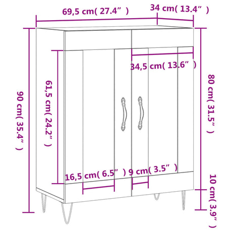 Sideboard 69.5X34X90 Cm Engineered Wood