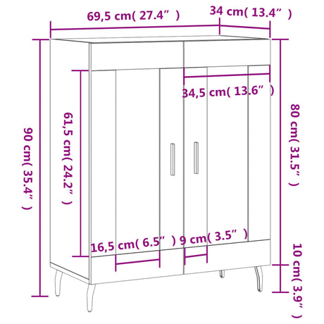 Sideboard 69.5X34X90 Cm Engineered Wood