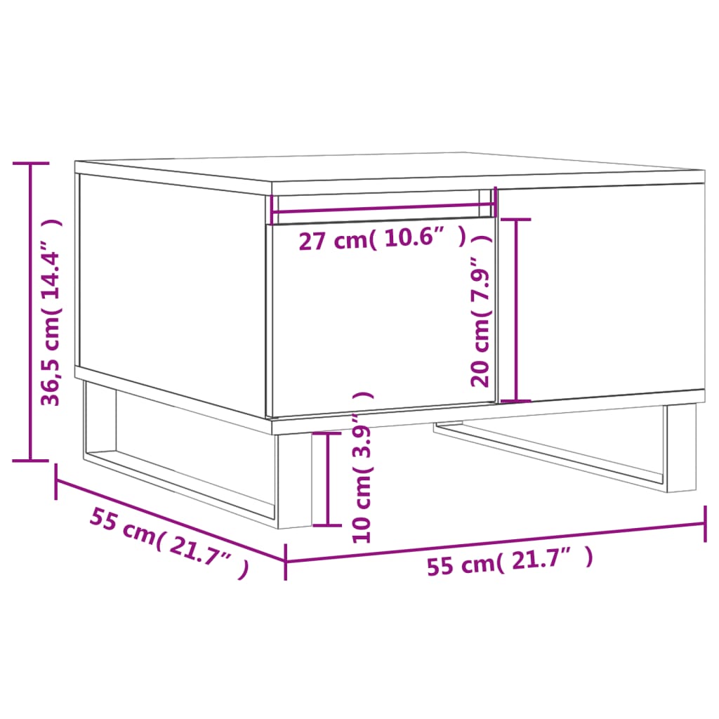 Coffee Table 55X55X36.5 Cm Engineered Wood