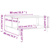 Coffee Table 80X80X36.5 Cm Engineered Wood
