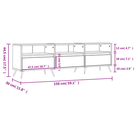 Tv Cabinet 150X30X44.5 Cm Engineered Wood