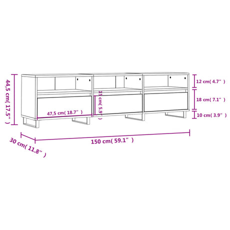 Tv Cabinet 150X30X44.5 Cm Engineered Wood