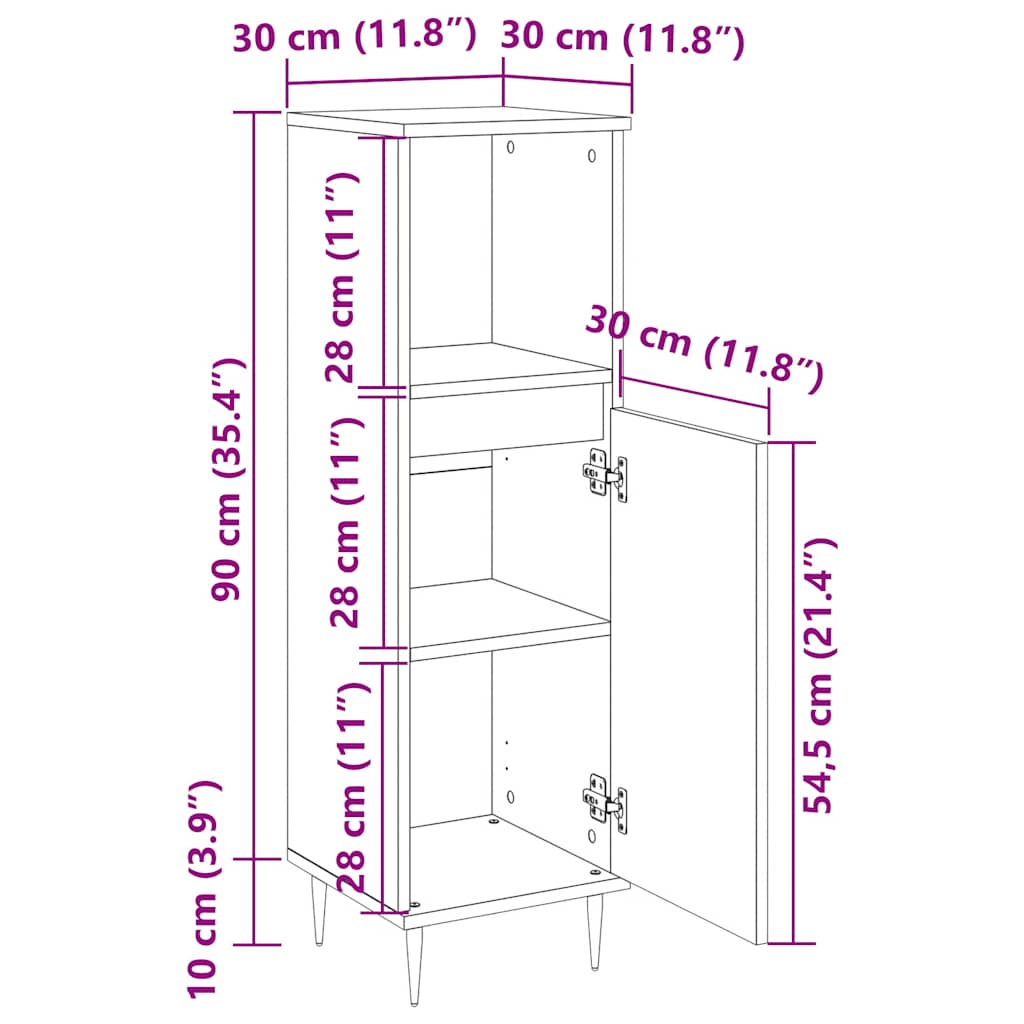 Bathroom Cabinet 30X30X100 Cm Engineered Wood