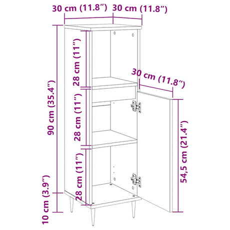 Bathroom Cabinet Sonoma Oak 30X30X100 Cm Engineered Wood
