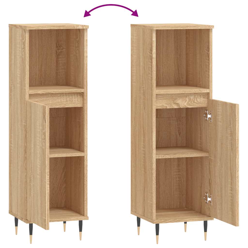 Bathroom Cabinet Sonoma Oak 30X30X100 Cm Engineered Wood