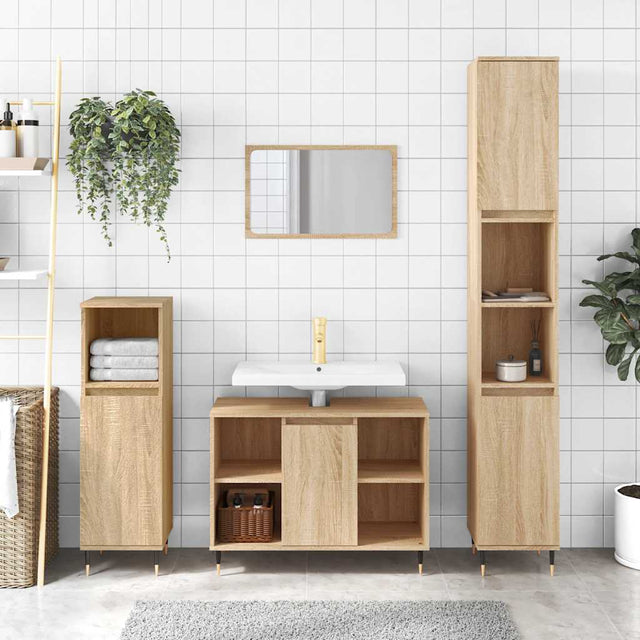 Bathroom Cabinet Sonoma Oak 30X30X100 Cm Engineered Wood
