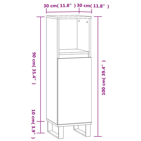 Bathroom Cabinet 30X30X100 Cm Engineered Wood