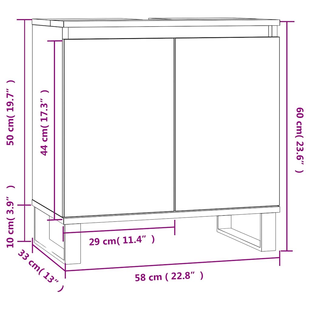 Bathroom Cabinet Brown Oak 58x33x60 cm Engineered Wood