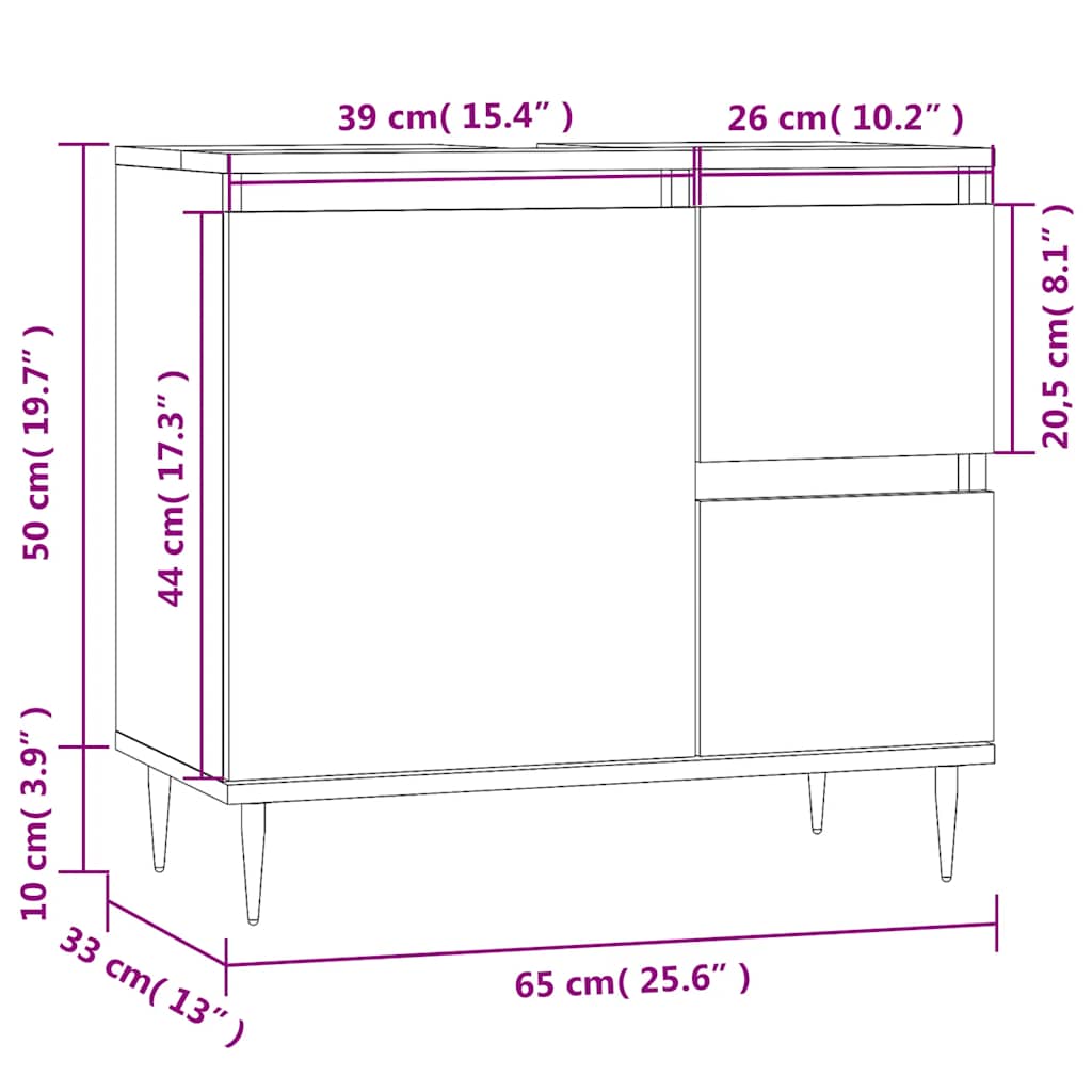 Bathroom Cabinet 65X33X60 Cm Engineered Wood