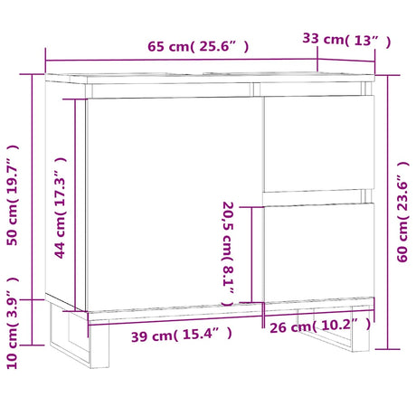 Bathroom Cabinet 65X33X60 Cm Engineered Wood