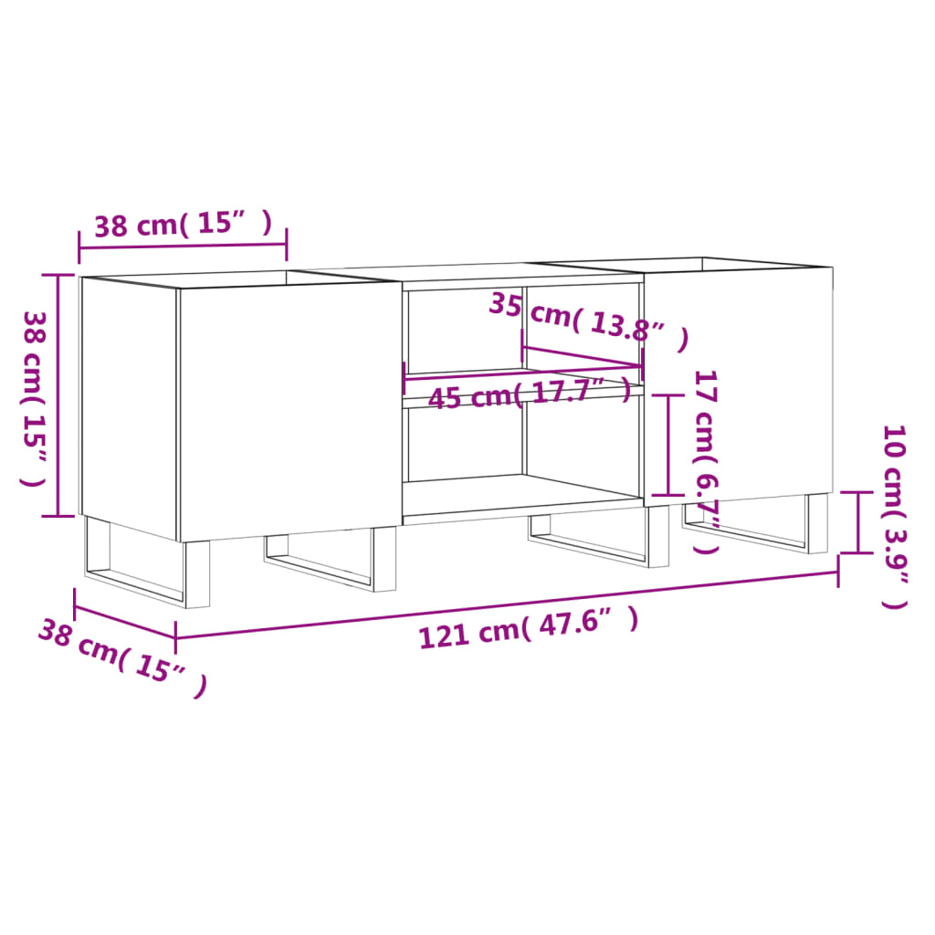 Record Cabinet 121X38X48 Cm Engineered Wood
