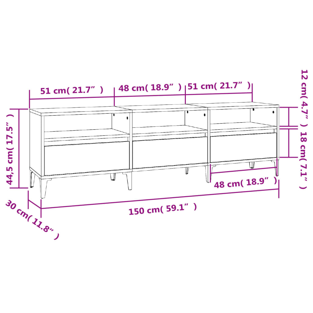 Tv Cabinet 150X30X44.5 Cm Engineered Wood