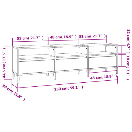 Tv Cabinet 150X30X44.5 Cm Engineered Wood
