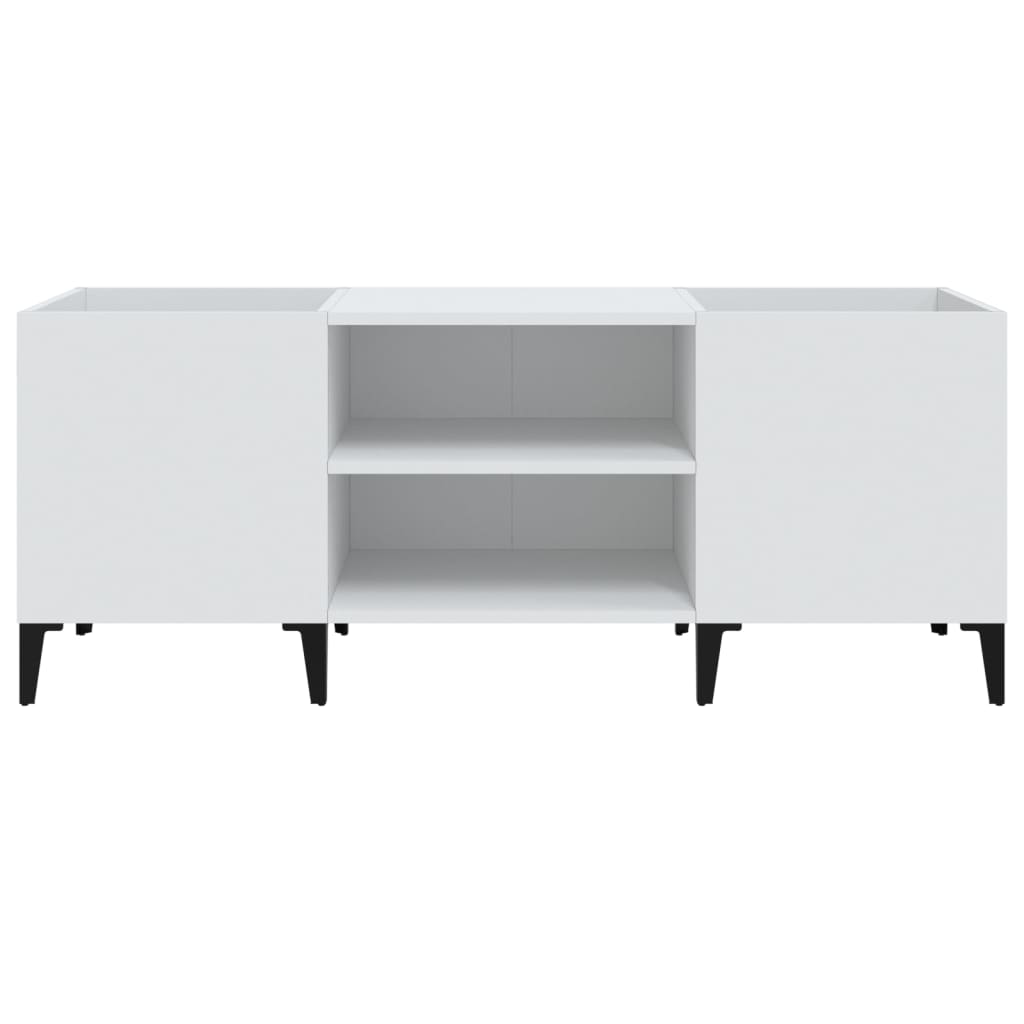 Record Cabinet White 121X38X48 Cm Engineered Wood