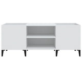 Record Cabinet White 121X38X48 Cm Engineered Wood