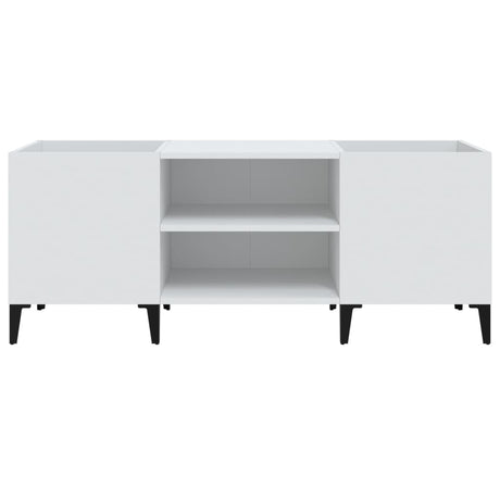 Record Cabinet White 121X38X48 Cm Engineered Wood