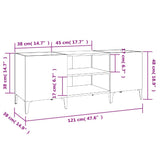 Record Cabinet White 121X38X48 Cm Engineered Wood