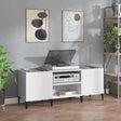 Record Cabinet White 121X38X48 Cm Engineered Wood