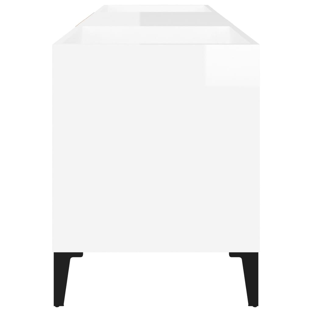 Record Cabinet High Gloss White 121X38X48 Cm Engineered Wood