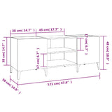 Record Cabinet High Gloss White 121X38X48 Cm Engineered Wood
