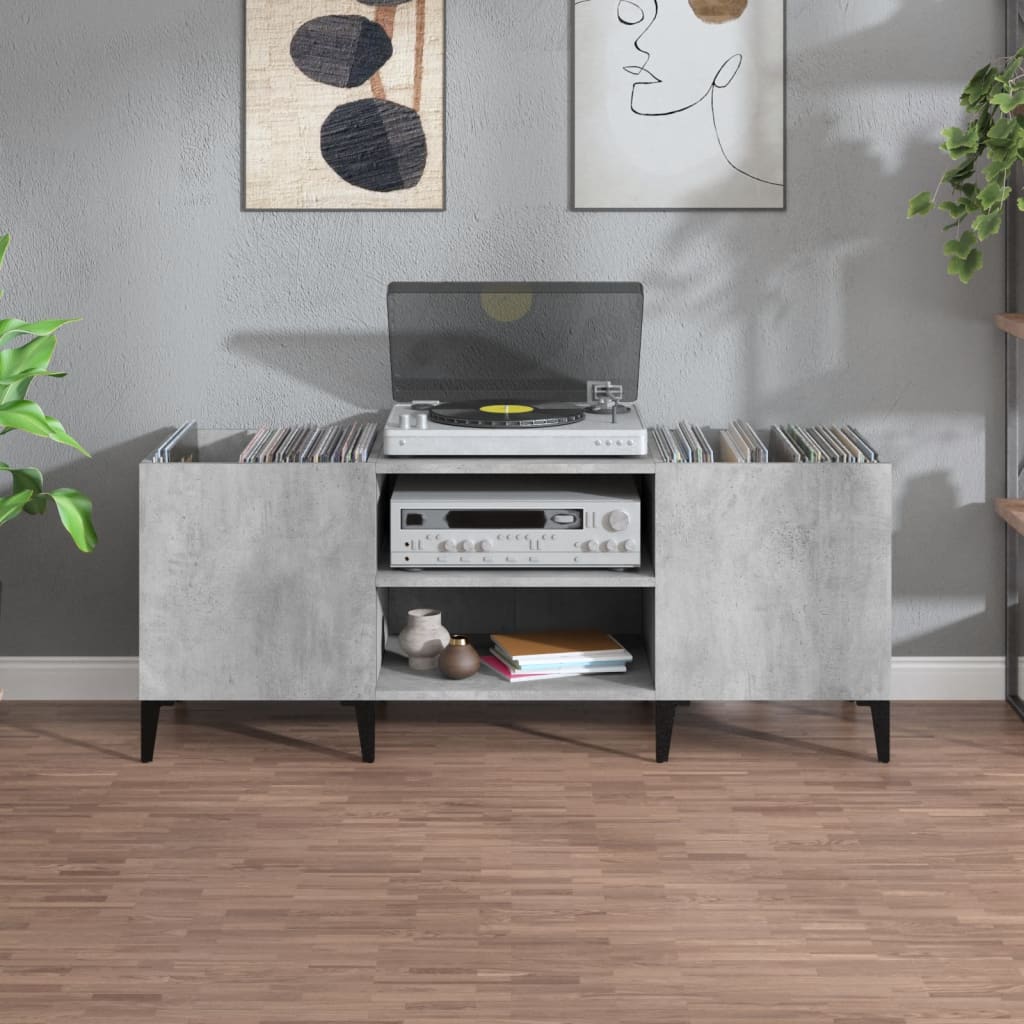 Record Cabinet Concrete Grey 121X38X48 Cm Engineered Wood