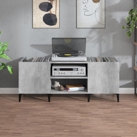 Record Cabinet Concrete Grey 121X38X48 Cm Engineered Wood
