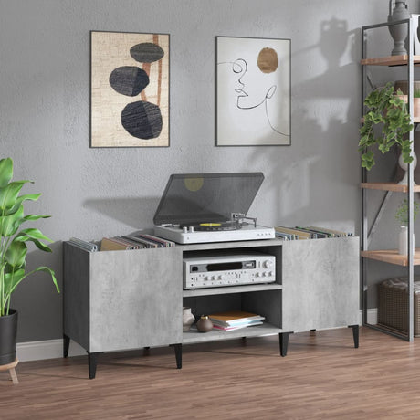 Record Cabinet Concrete Grey 121X38X48 Cm Engineered Wood