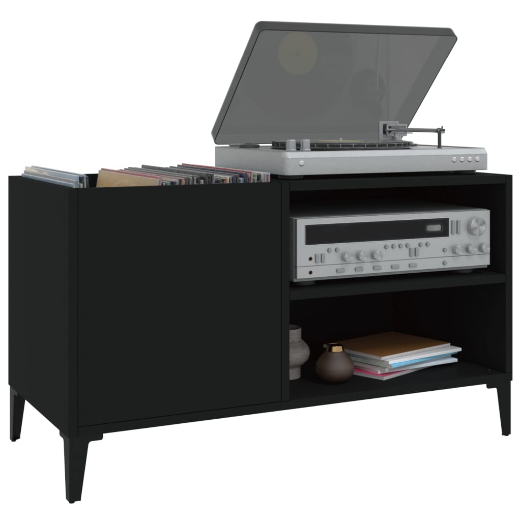 Record Cabinet Black 84.5X38X48 Cm Engineered Wood