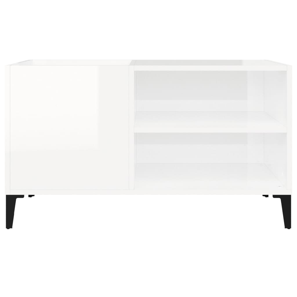 Record Cabinet High Gloss White 84.5X38X48 Cm Engineered Wood