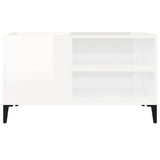Record Cabinet High Gloss White 84.5X38X48 Cm Engineered Wood