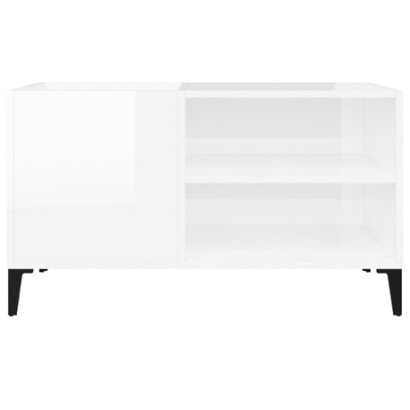 Record Cabinet High Gloss White 84.5X38X48 Cm Engineered Wood