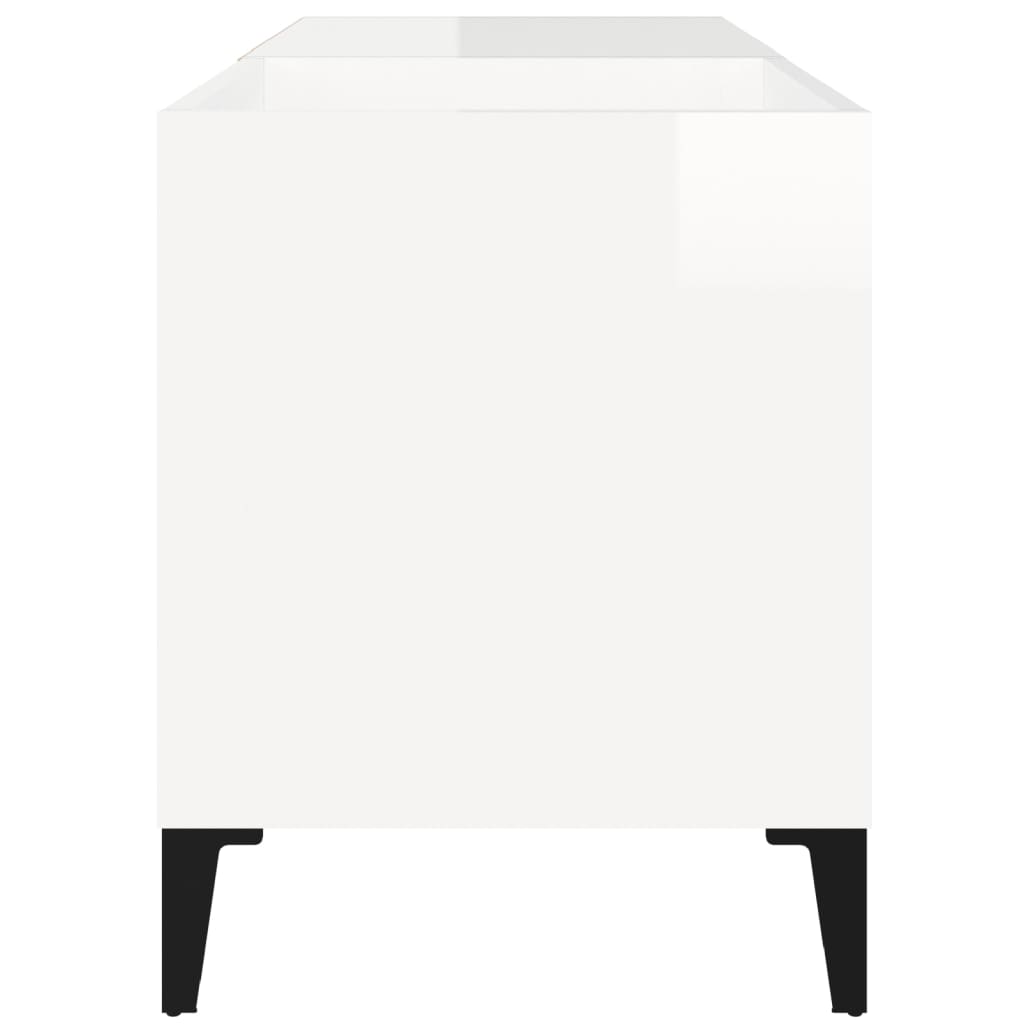 Record Cabinet High Gloss White 84.5X38X48 Cm Engineered Wood