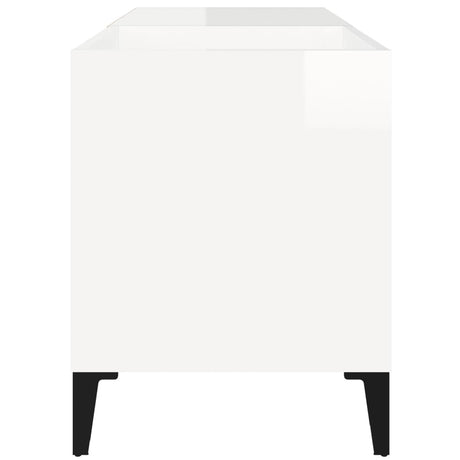 Record Cabinet High Gloss White 84.5X38X48 Cm Engineered Wood