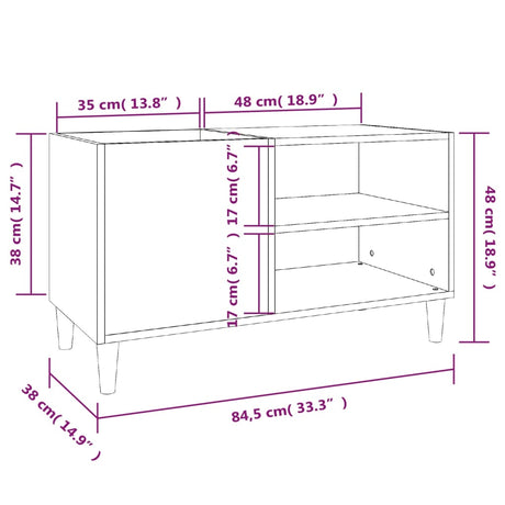 Record Cabinet High Gloss White 84.5X38X48 Cm Engineered Wood