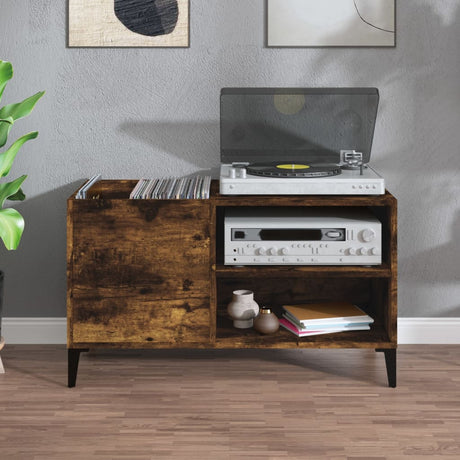 Record Cabinet Smoked Oak 84.5X38X48 Cm Engineered Wood